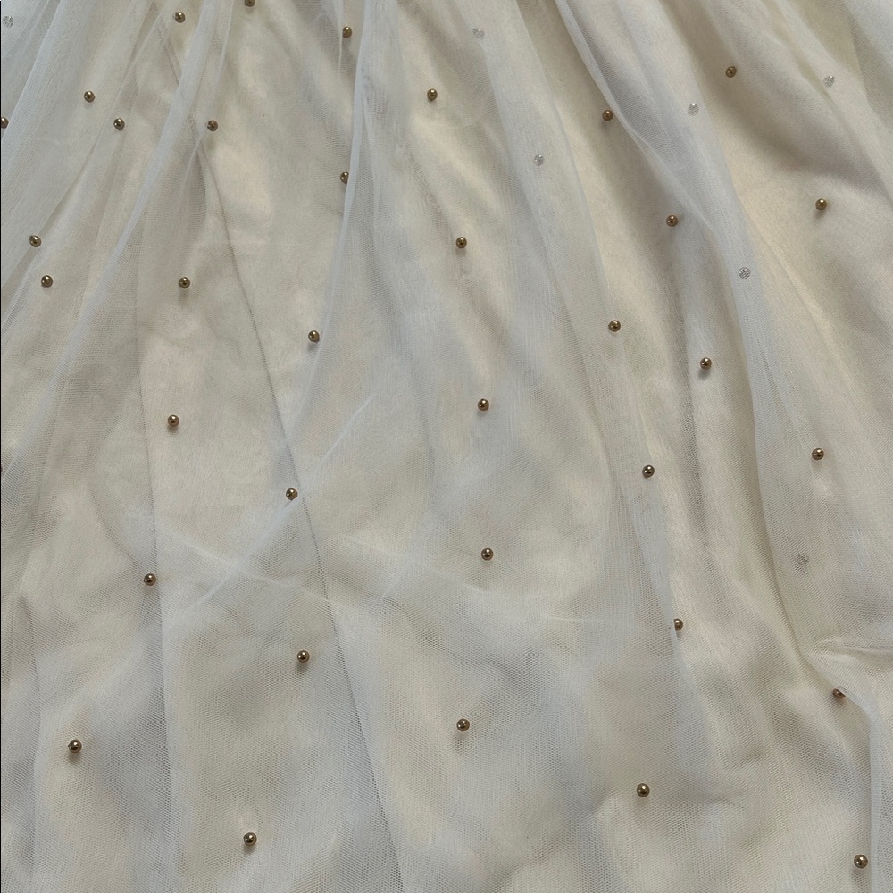 Metrowear crème tool skirt with gold embellishments - Picture 6 of 8